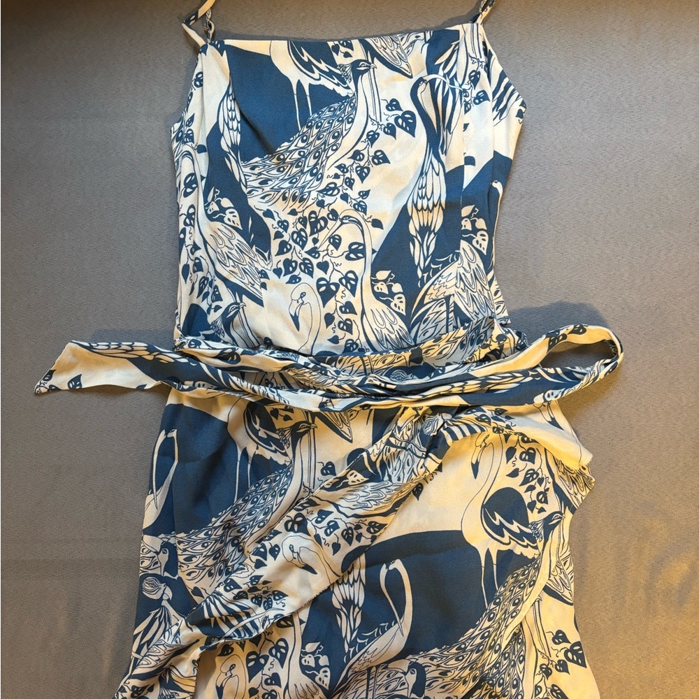 Reformation Blue and Cream Mini Dress